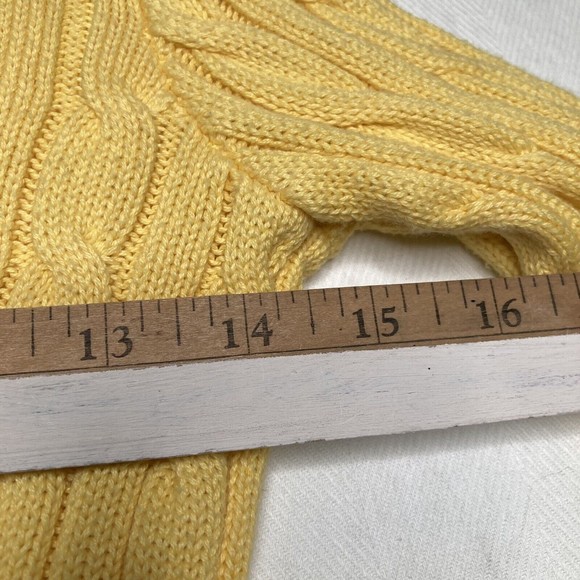 Ralph Lauren Size 7 Yellow Girls Cable Knit Sweater EUC Quarter Button Ruffle S - Picture 5 of 9